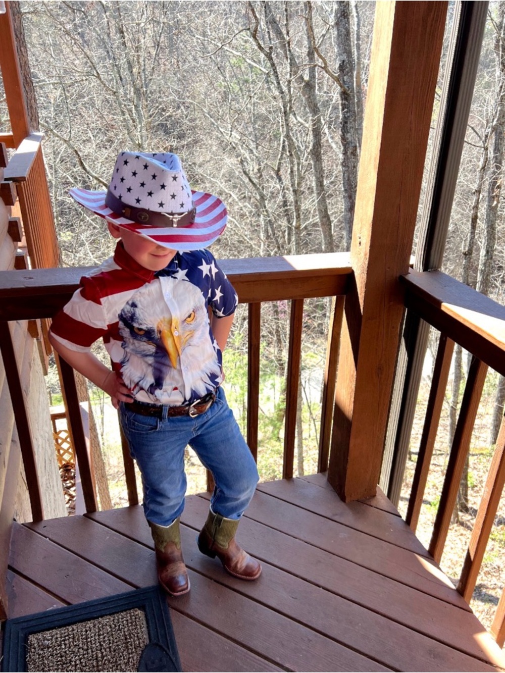 Patriotic Eagle Flag Shirt with Stars & Stripes